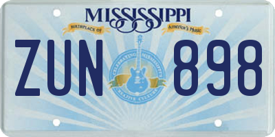 MS license plate ZUN898