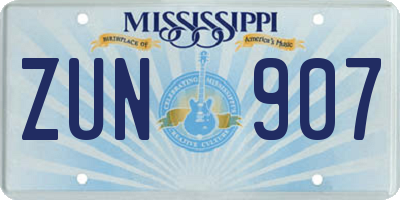 MS license plate ZUN907