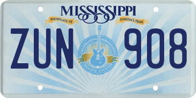 MS license plate ZUN908