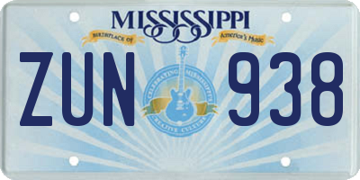 MS license plate ZUN938