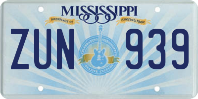 MS license plate ZUN939