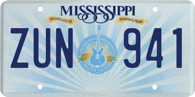 MS license plate ZUN941