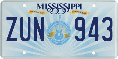 MS license plate ZUN943