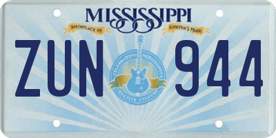 MS license plate ZUN944
