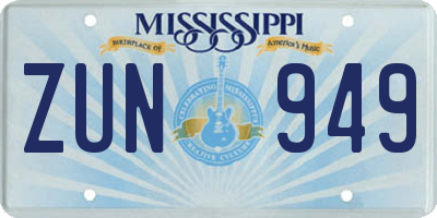 MS license plate ZUN949