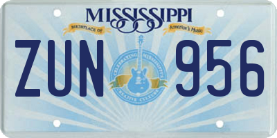 MS license plate ZUN956