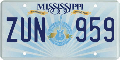 MS license plate ZUN959