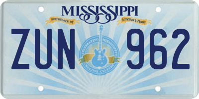 MS license plate ZUN962