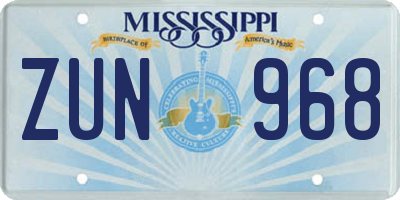 MS license plate ZUN968