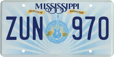 MS license plate ZUN970