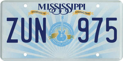 MS license plate ZUN975