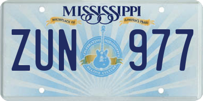 MS license plate ZUN977