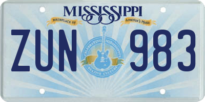 MS license plate ZUN983
