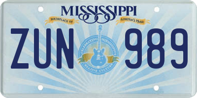 MS license plate ZUN989