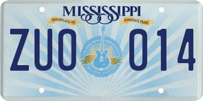MS license plate ZUO014