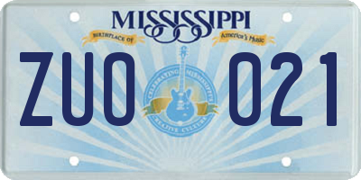 MS license plate ZUO021