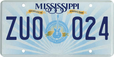 MS license plate ZUO024