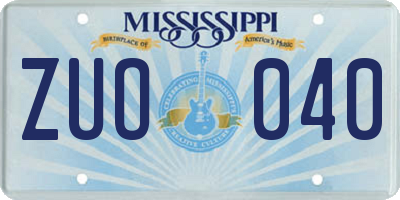 MS license plate ZUO040