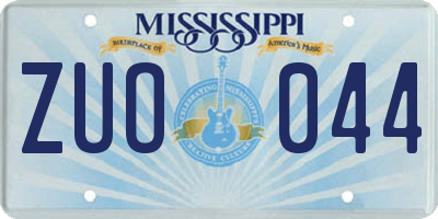 MS license plate ZUO044