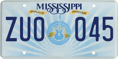 MS license plate ZUO045