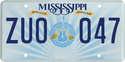 MS license plate ZUO047
