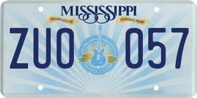 MS license plate ZUO057