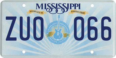 MS license plate ZUO066