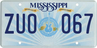 MS license plate ZUO067