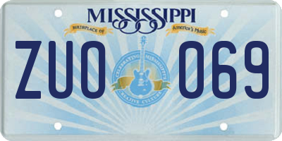 MS license plate ZUO069