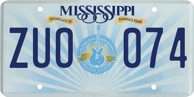 MS license plate ZUO074