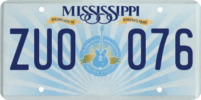 MS license plate ZUO076
