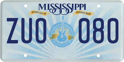 MS license plate ZUO080