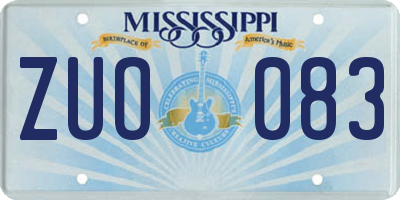 MS license plate ZUO083