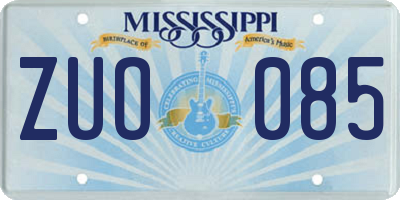MS license plate ZUO085