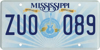 MS license plate ZUO089