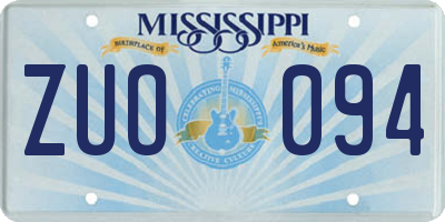 MS license plate ZUO094