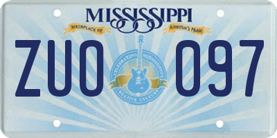 MS license plate ZUO097