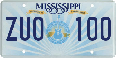 MS license plate ZUO100