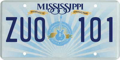 MS license plate ZUO101