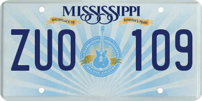 MS license plate ZUO109