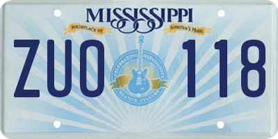 MS license plate ZUO118