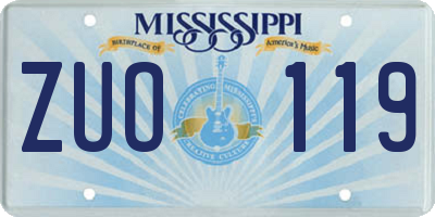 MS license plate ZUO119