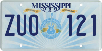 MS license plate ZUO121