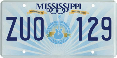 MS license plate ZUO129