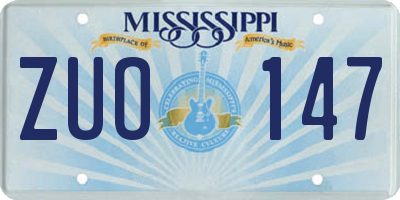 MS license plate ZUO147