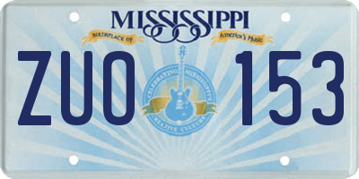 MS license plate ZUO153
