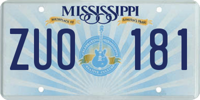 MS license plate ZUO181