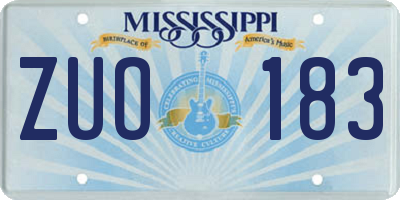 MS license plate ZUO183