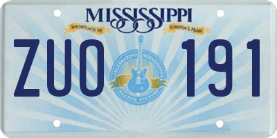 MS license plate ZUO191
