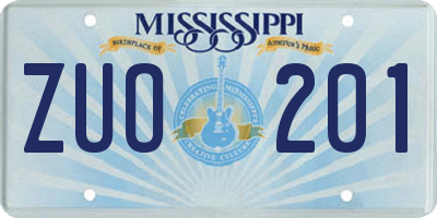 MS license plate ZUO201